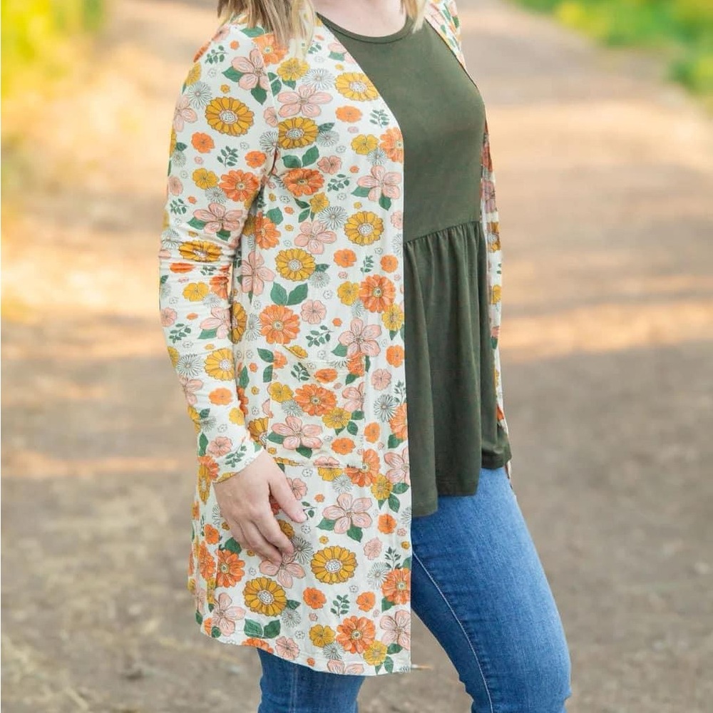 Michelle Mae Floral Print Tunic - Orange, Green, Cream